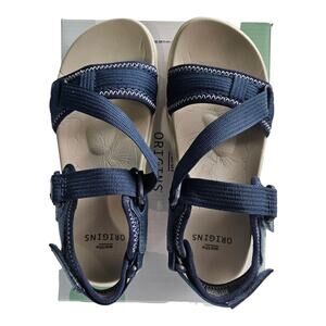EARTH ORIGINS Women 5 Vivvy Vegan Sport Sandals Outdoor Water Comfort Navy NEW